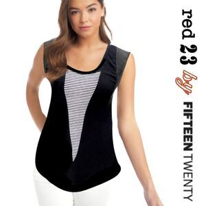 Red 23/Fifteen Twenty Leather Cap Sleeve Top